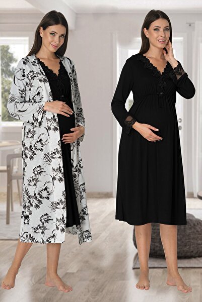 Effortt ثوب نوم نسائي أسود بنمط ما بعد الولادة