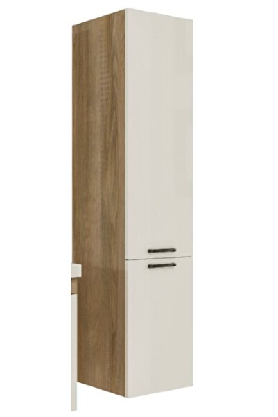 USART BANYO Parlak Beyaz Kapaklı Bonus Boy Havlu Dolabı Takımı