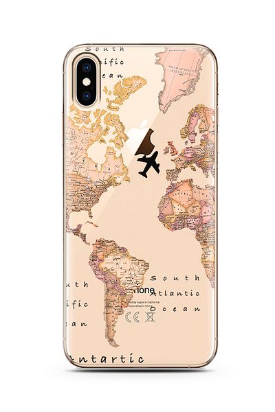 Spoyi حافظة هاتف من السيليكون الشفاف بتصميم خريطة شفافة لهاتف Iphone Xs Max