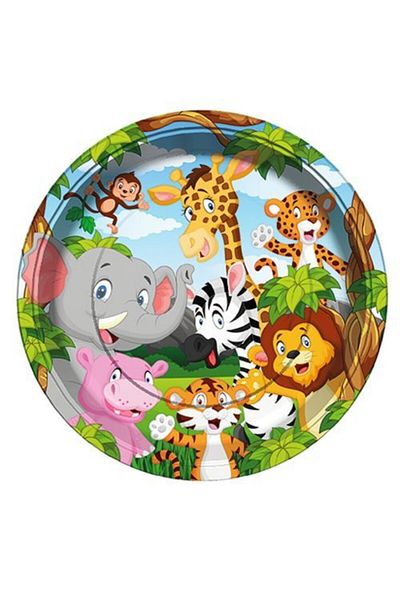 turkuaz parti 8-PACK WILD LIFE SAFARI THEME CARDON PLATE AND CUP SET