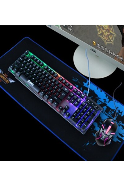 CAFELE Lennox T302 Rgb Işıklı Mekanik Q Klavye Mouse Fare Set