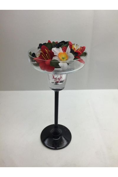 Paşabahçe Ikram Dünyası 44756 - Candle Holder Flower Patterned Candle