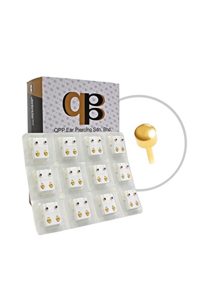 QPP Quality Piercing Products 12 Çift Sarı Minik Top Kulak Delme Küpesi