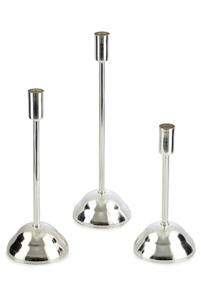 Genel Markalar Gümüş 3'lü Ince Mumluk