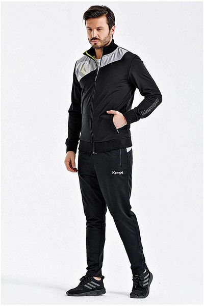 KEMPA Men's Black Handball Polyester Camping Tracksuit Set