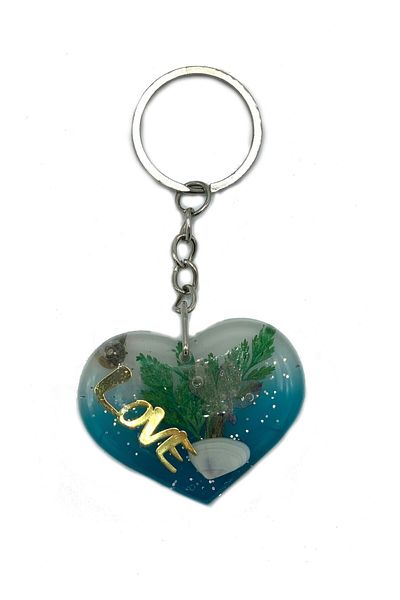 Dünyadan Hediyeler Heart Transparent Resin Keychain Natural Love