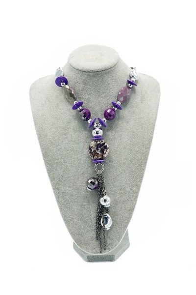 Dünyadan Hediyeler Singapore Purple Acrylic Metal Ethnic Necklace