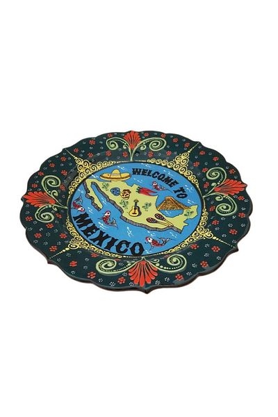 Dünyadan Hediyeler Ceramic Plate Mexican Map 30 cm