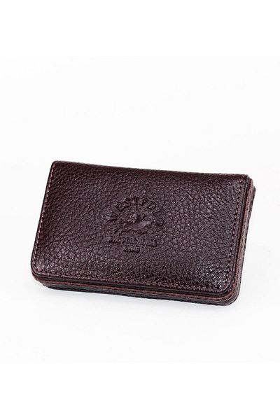 WEST POLO CÜZDAN Θήκη για κάρτες Unisex από γνήσιο δέρμα καφέ