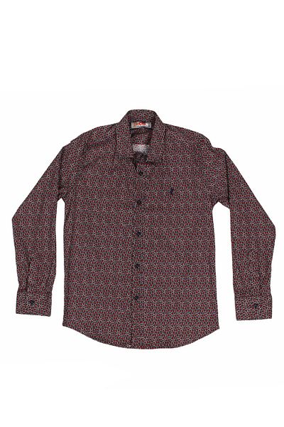incity Boy's Navy Blue Patterned Shirt