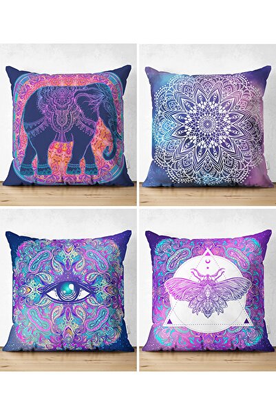 Realhomes طقم غطاء وسادة من جلد الغزال مزدوج الجوانب مكون من 4 قطع مطبوع عليه...