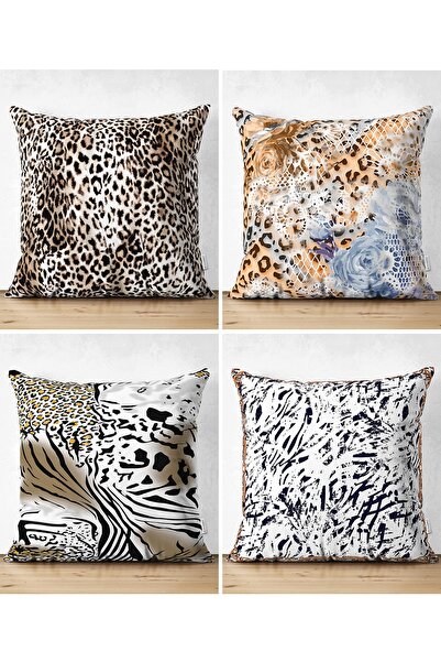 Realhomes Dvostrani set od 4 jastučnice od antilop kože sa leopard dizajnom
