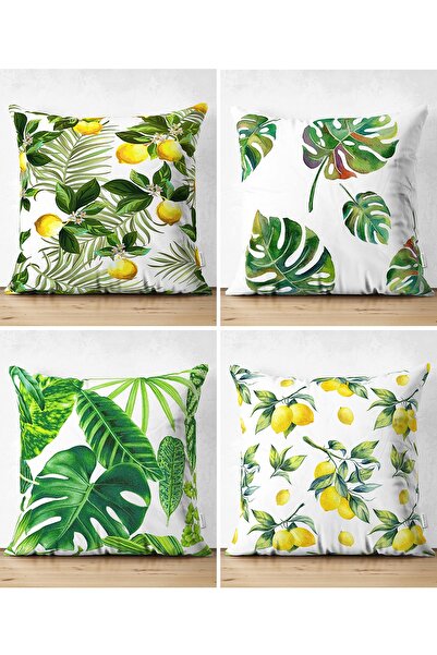 Realhomes Set de perne și perne din piele întoarsă din 4 piese cu combinație ...