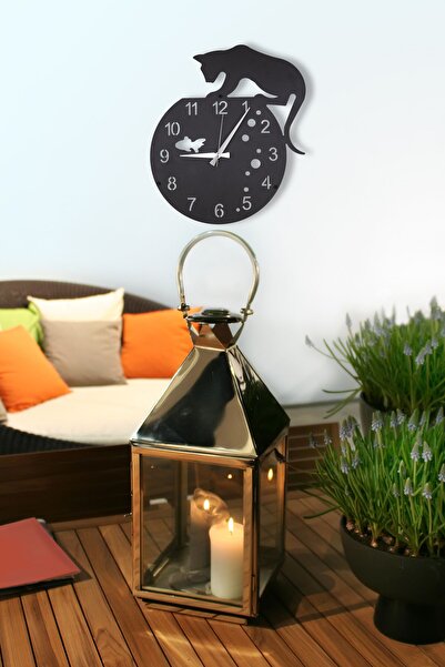 DFA DEKORATİF Dekoratif Metal Duvar Saati Siyah Stil Orta Boy 41 X 41 Cm