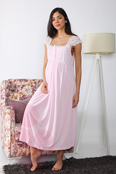 lohusahamile Set cămașă de noapte de maternitate 2504 roz cu dantelă