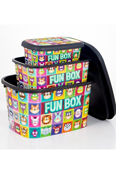 Asfaravm Oyuncak Kutusu Saklama Kutusu Seti 3'lü Funbox