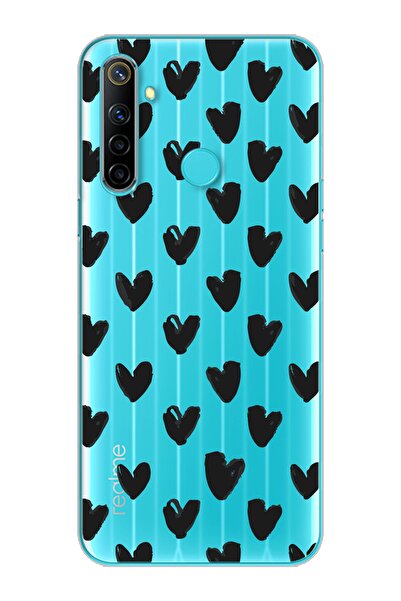 Spoyi Kalp Tasarımlı Süper Şeffaf Silikon Telefon Kılıfı Oppo Realmi 6i