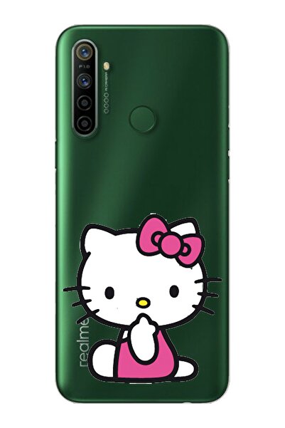 Spoyi Hello Kity Tasarımlı Süper Şeffaf Silikon Telefon Kılıfı Oppo Realmi 5i