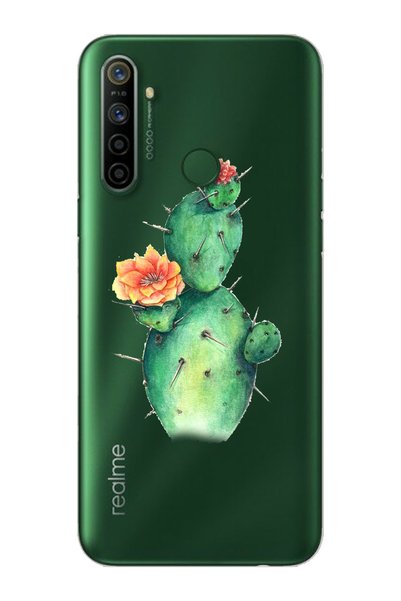 Spoyi Super Transparent Silicone Phone Case with Cactus Design Oppo Realmi 5I