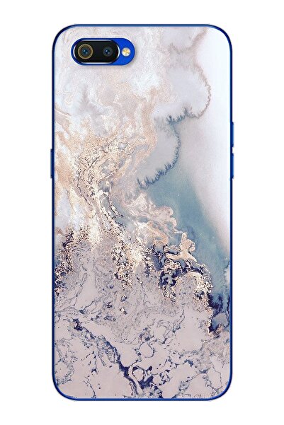 Spoyi Lila Mermer Tasarımlı Süper Şeffaf Silikon Telefon Kılıfı Oppo Realmi C2