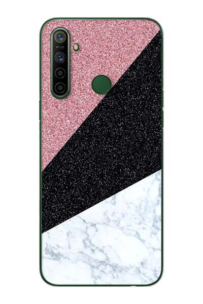 Spoyi Üçgen Mermer Tasarımlı Süper Şeffaf Silikon Telefon Kılıfı Oppo Realmi 5i