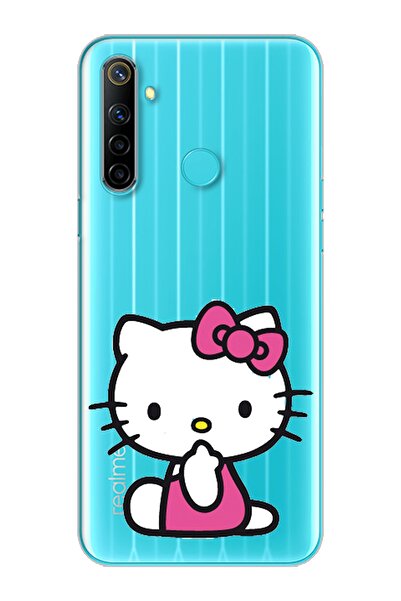 Spoyi Hello Kity Tasarımlı Süper Şeffaf Silikon Telefon Kılıfı Oppo Realmi 6i