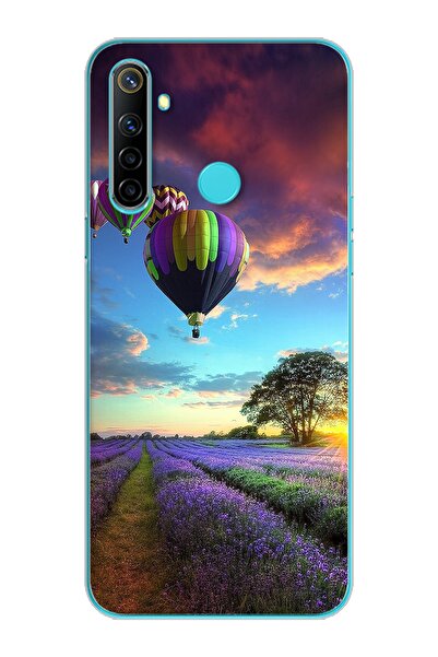 Spoyi Lavanta Bahçesi Tasarımlı Süper Şeffaf Silikon Telefon Kılıfı Oppo Realmi 6i