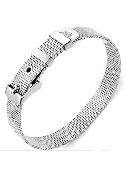 AyçaSilver Kordon Kemer Örgü Hasır Çelik Bileklik