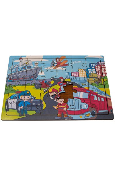 minİQ toys Meslekler Ve Taşıtlar Ahşap Puzzle (24 Parça)