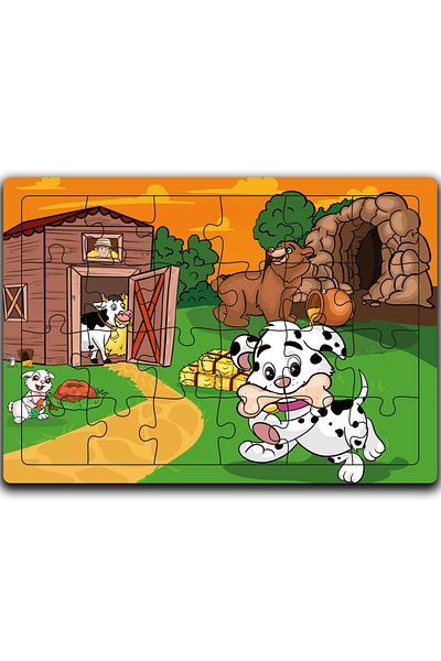 minİQ toys Cute Dog and Friends Wooden Puzzle (24 Pieces)