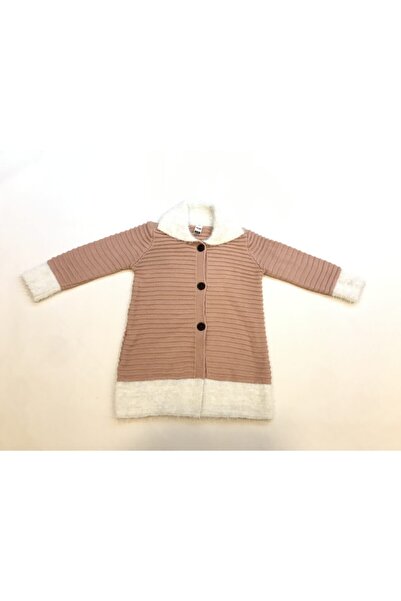 Kidsev Kız Çocuk Pembe Uzun Kollu Düğmeli Detaylı Triko Hırka