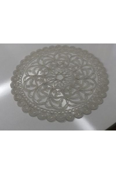 WENESSİ Σπιράλ μοτίβο Anglez Cord Embroidered Plate για 6 άτομα American Service (κρέμα)