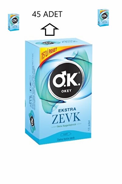 Okey Okey Ekstra Zevk Ekstra Kayganlaştırıcılı Prezervatif 15 Li *3 Adet 45 A...