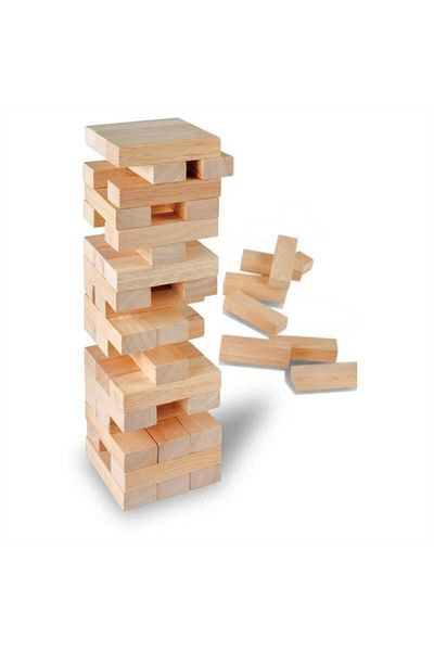 Dede Oyuncak Educational Balance Game For Kids Wooden Jenga Indestructible Tower Making Wooden Toy 54 Pieces