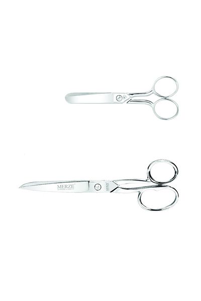 MERZE Thread Scissors 5"/ 12.70 Cm + Chrome Plated Tailor Scissors 7"/ 17.78 Cm Set of 2