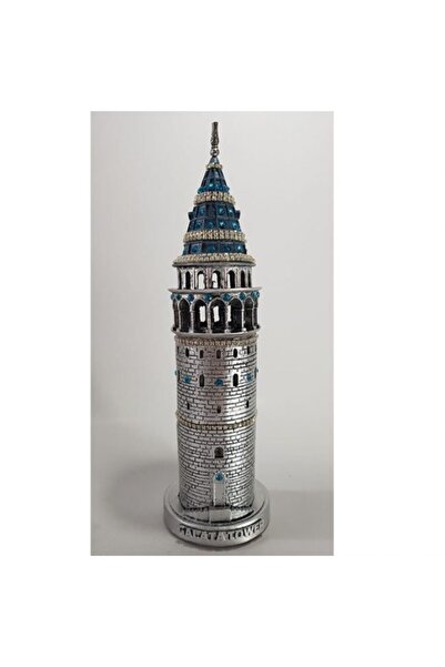Hediye Seviyorum Gümüş Galata Kulesi Biblo 29 cm Lacivert Taş