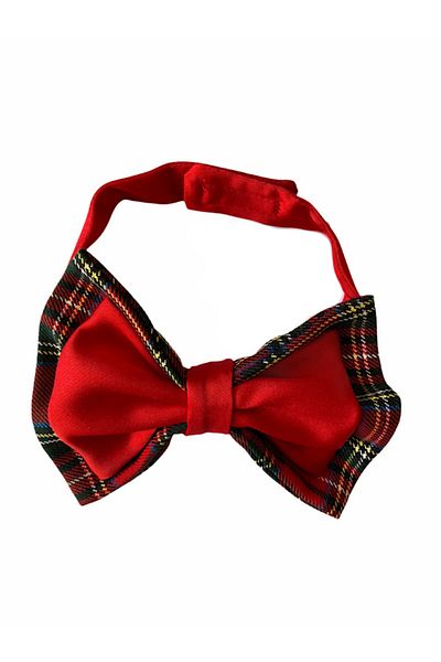 zühre balaban Boy's Red Satin Plaid Bow Tie