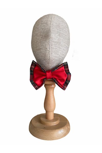 zühre balaban Boy's Red Satin Plaid Bow Tie