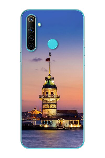 Spoyi Kız Kulesi Tasarımlı Süper Şeffaf Silikon Telefon Kılıfı Oppo Realmi 6i
