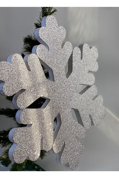 QUEEN AKSESUAR New Year's Special Large Giant Glitter Snowflake Door Wall Decoration 50 cm