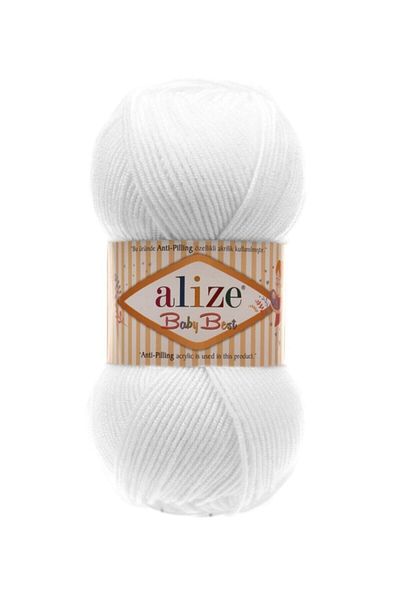 Alize ( 5 Pieces ) Baby Best 55 White Hand Knitted Threads Vest Cardigan Scarf Sweater Yarn Booties Baby Thread