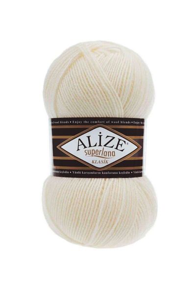 Alize (5 τεμάχια) Superlana Classic 1 Κρεμ Πλεκτά Κλωστές Γιλέκο Ζακέτα Κλωστή Πανί Πουλόβερ