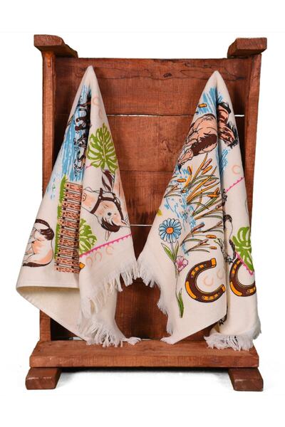 MONTICELLO HOME 2'li 40x60 Saçaklı Atlar Baskılı Mutfak Havlusu