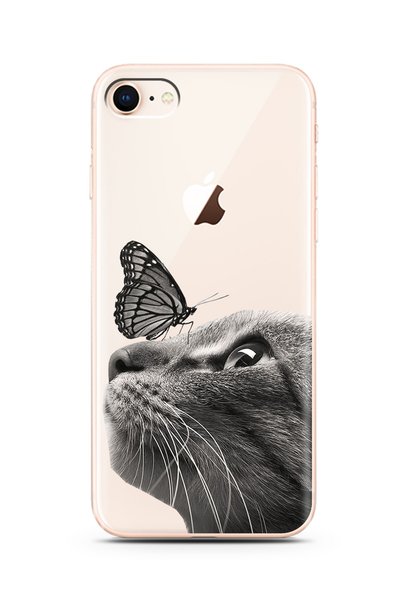 Spoyi Super Transparent Silicone iPhone 8 Phone Case with Cat Butterfly Design