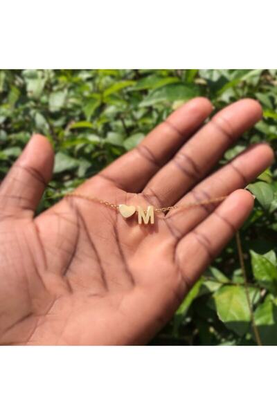 BERCHINE Kadın Altın Rengi Minimal Kalp U Harfi Gümüş Kolye