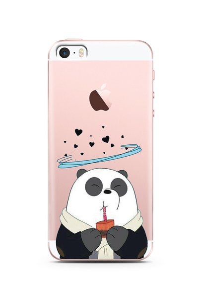 Spoyi Super Transparent Silicone Phone Case with Panda Design for iPhone 5S