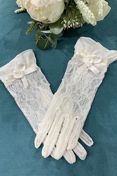 Turkuaz Women's White Wedding Gloves