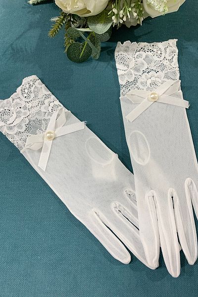 Turkuaz White Bridal Gloves