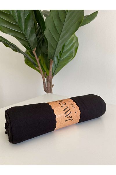 Tüy boutique Γυναικείο μαύρο χτενισμένο βαμβακερό σάλι