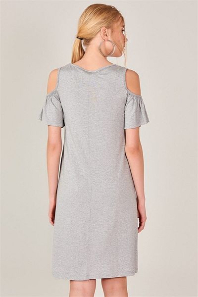 boutiquen Rochie de damă, gri, casual, fără umeri 10600